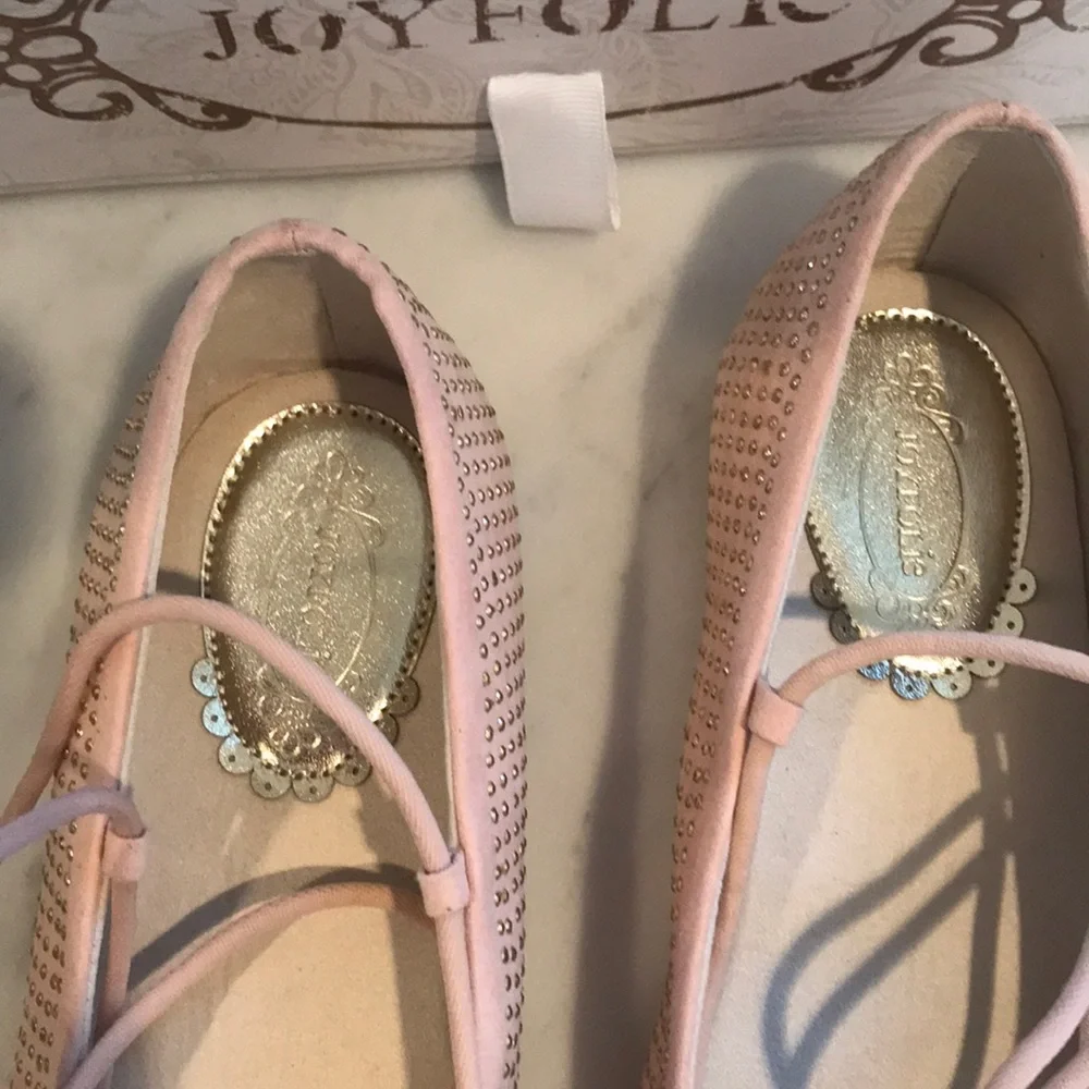 Joyfolie Girls Pink Sparkle Ballet Flats
